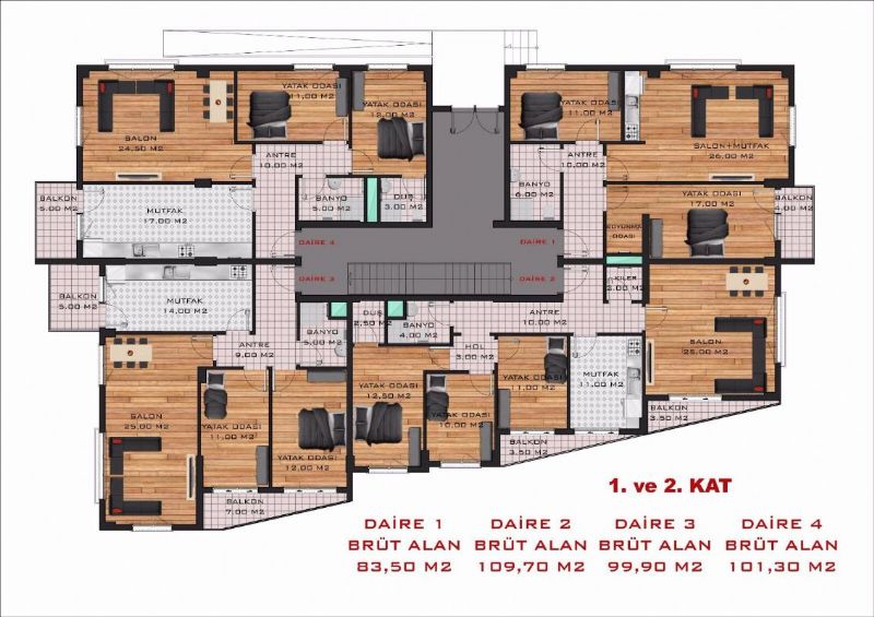 1. ve 2. Kat Planları
